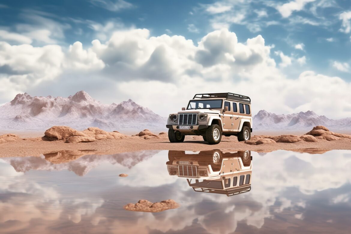 Picture of a piece of off-road travel and tourism in the desert.Generative AI